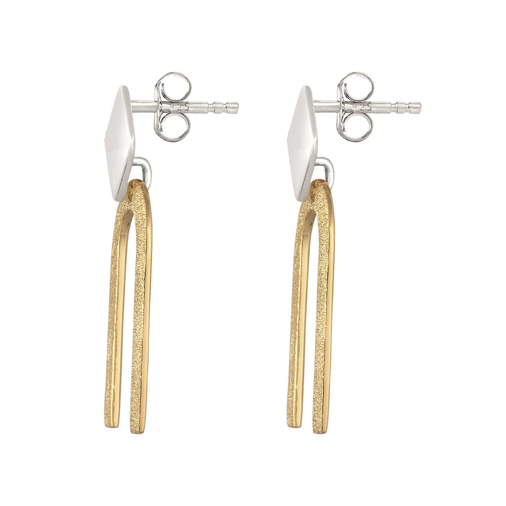 Bicolor Anting Stud Earrings Perak 925 Unisex Korea Style Minimalis