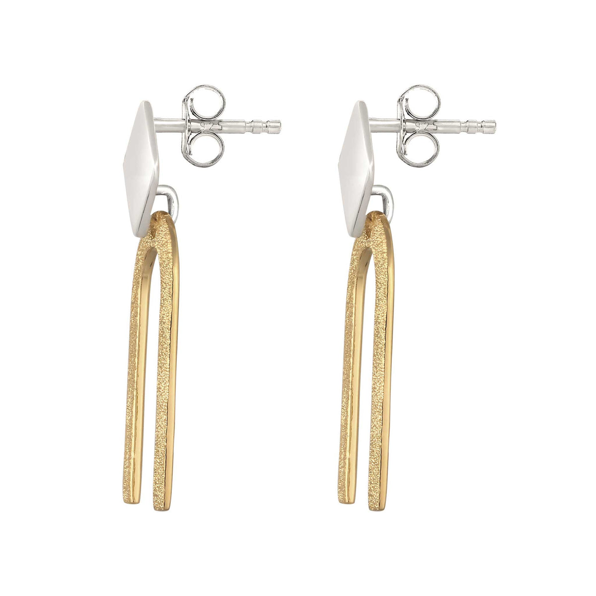 Bicolor Anting Stud Earrings Perak 925 Unisex Korea Style Minimalis