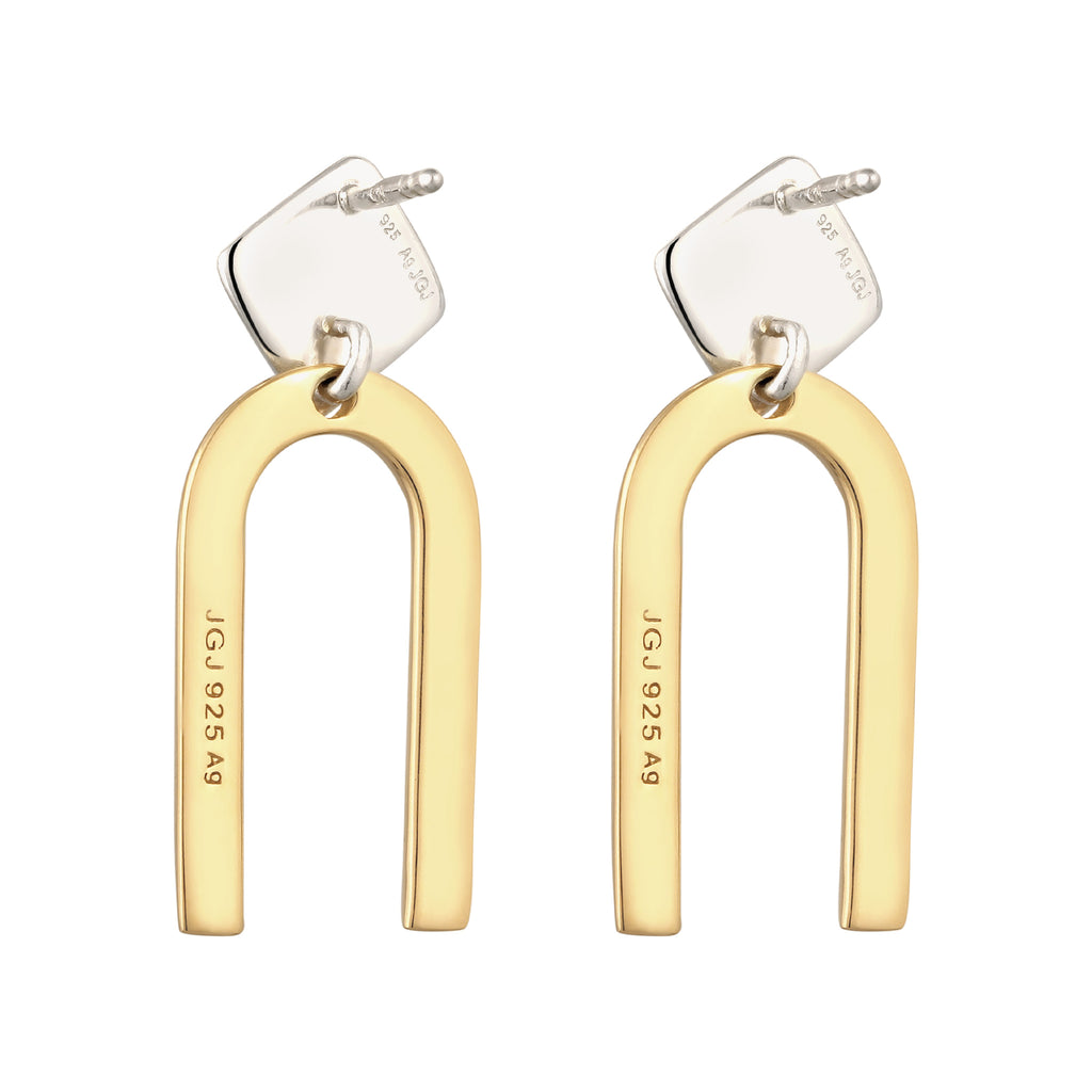 Bicolor Anting Stud Earrings Perak 925 Unisex Korea Style Minimalis