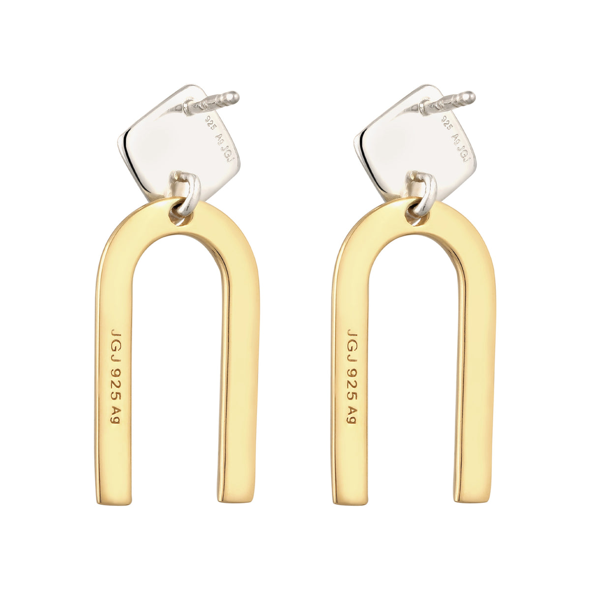 Bicolor Anting Stud Earrings Perak 925 Unisex Korea Style Minimalis
