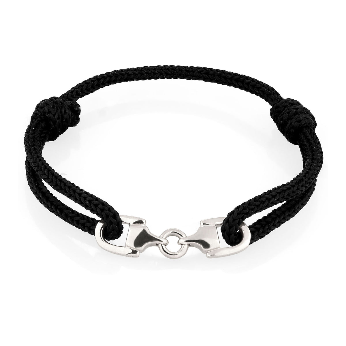 Stirrup Cord Bracelet 925 Silver Black