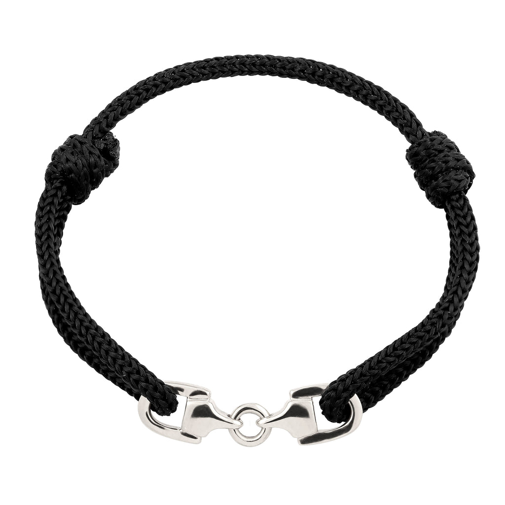 Stirrup Cord Bracelet 925 Silver Black