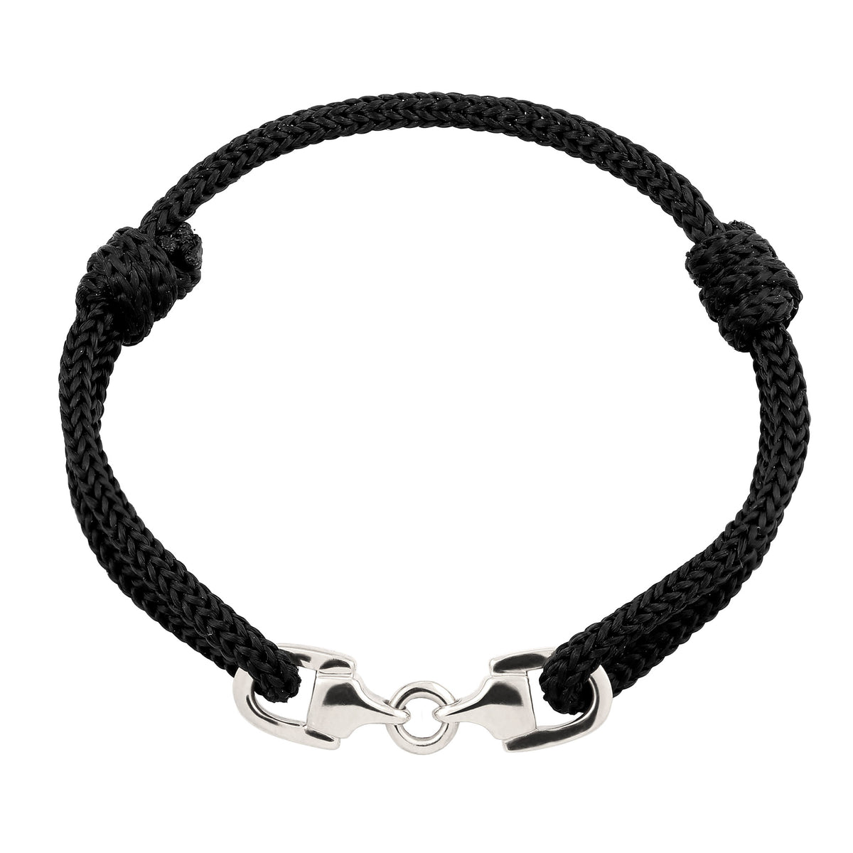 Stirrup Cord Bracelet 925 Silver Black