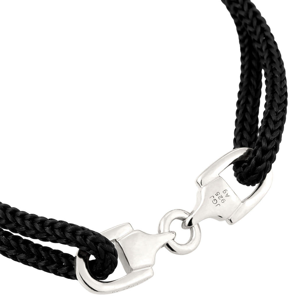 Stirrup Cord Bracelet 925 Silver Black