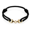 Gold Gelang Perhiasan Perak 925 Wanita Nylon Black Stirrup Gold Plated