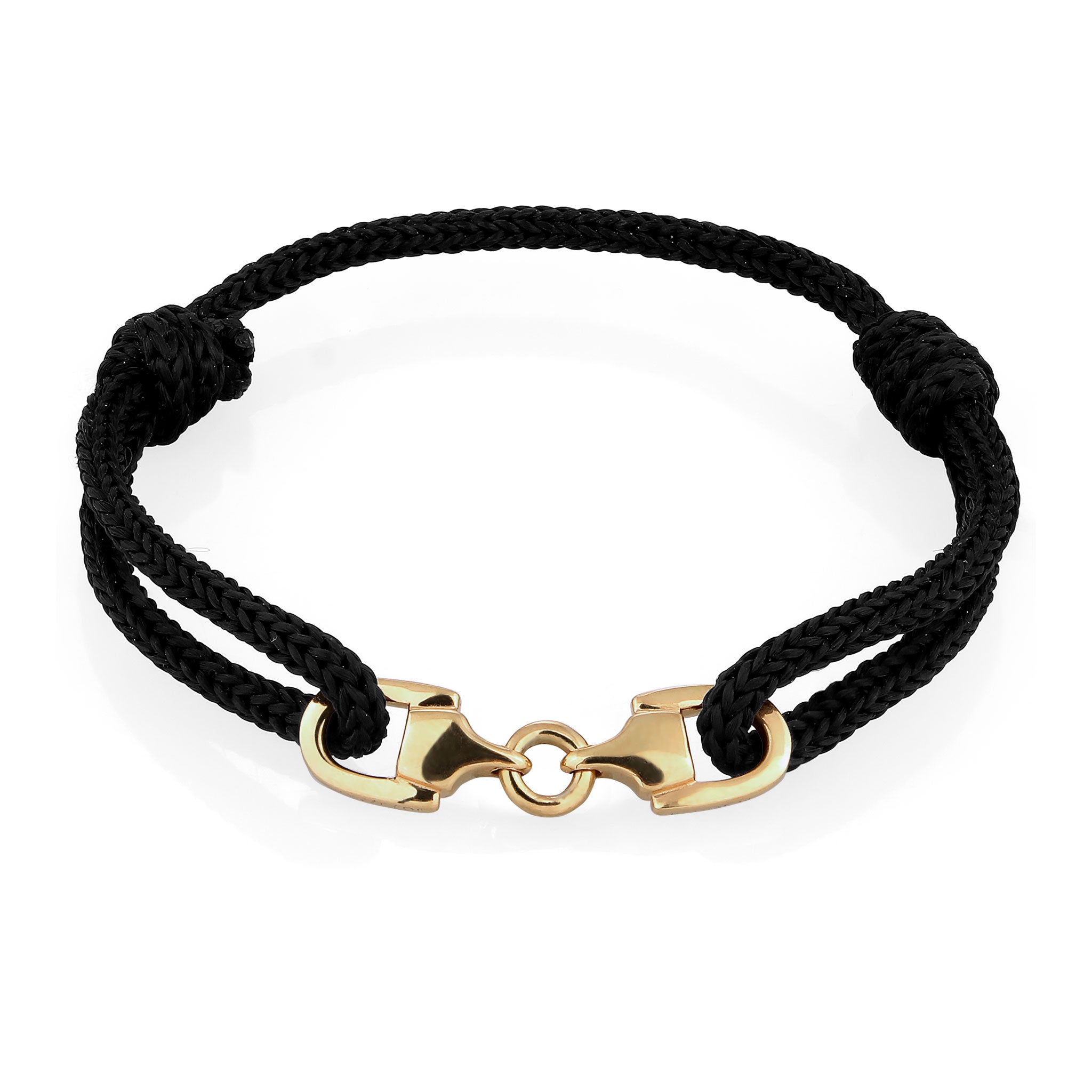 Gold Gelang Perhiasan Perak 925 Wanita Nylon Black Stirrup Gold Plated