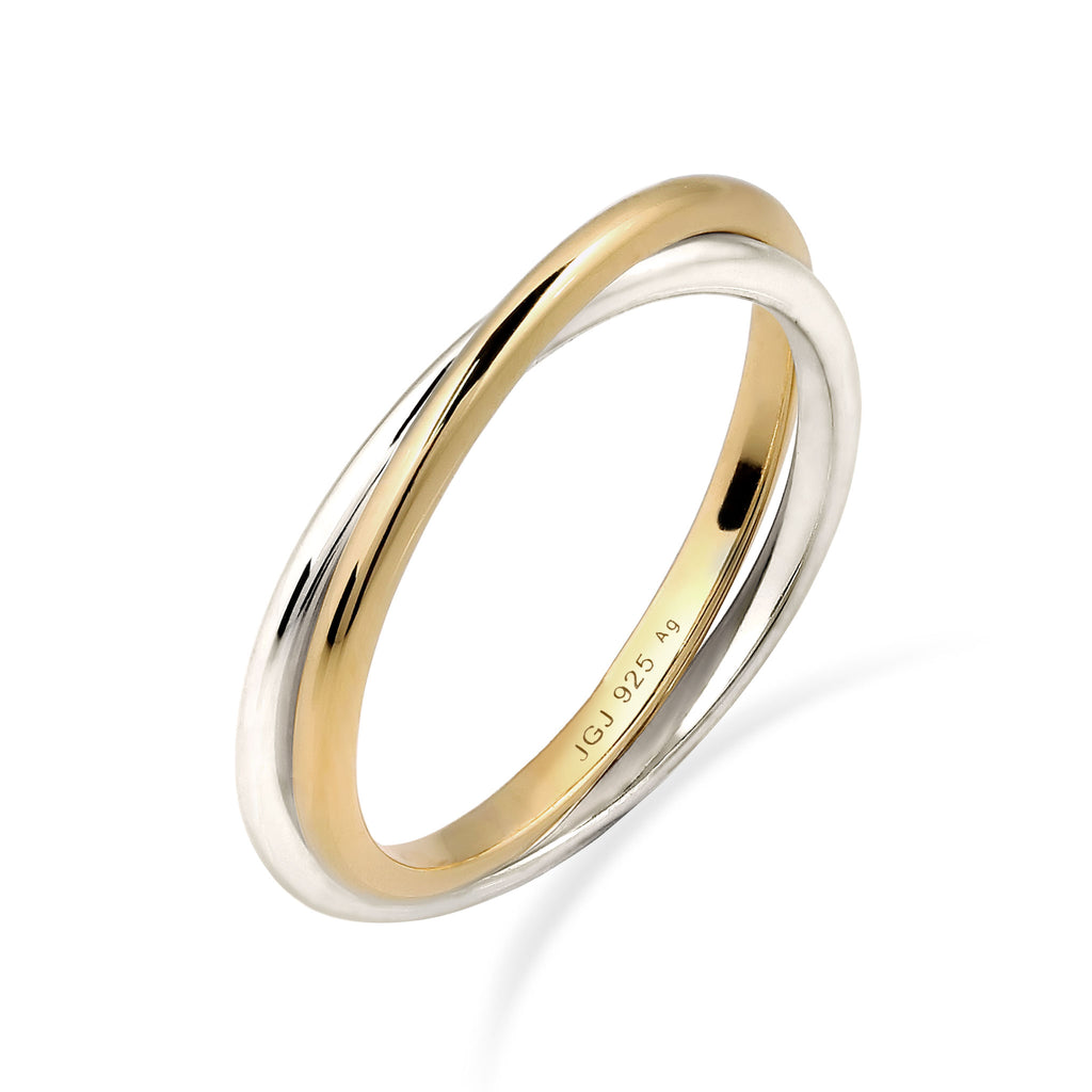 Bicolor Cincin Ring Perak 925 Bicolor Wanita Outfit Korea Minimalis