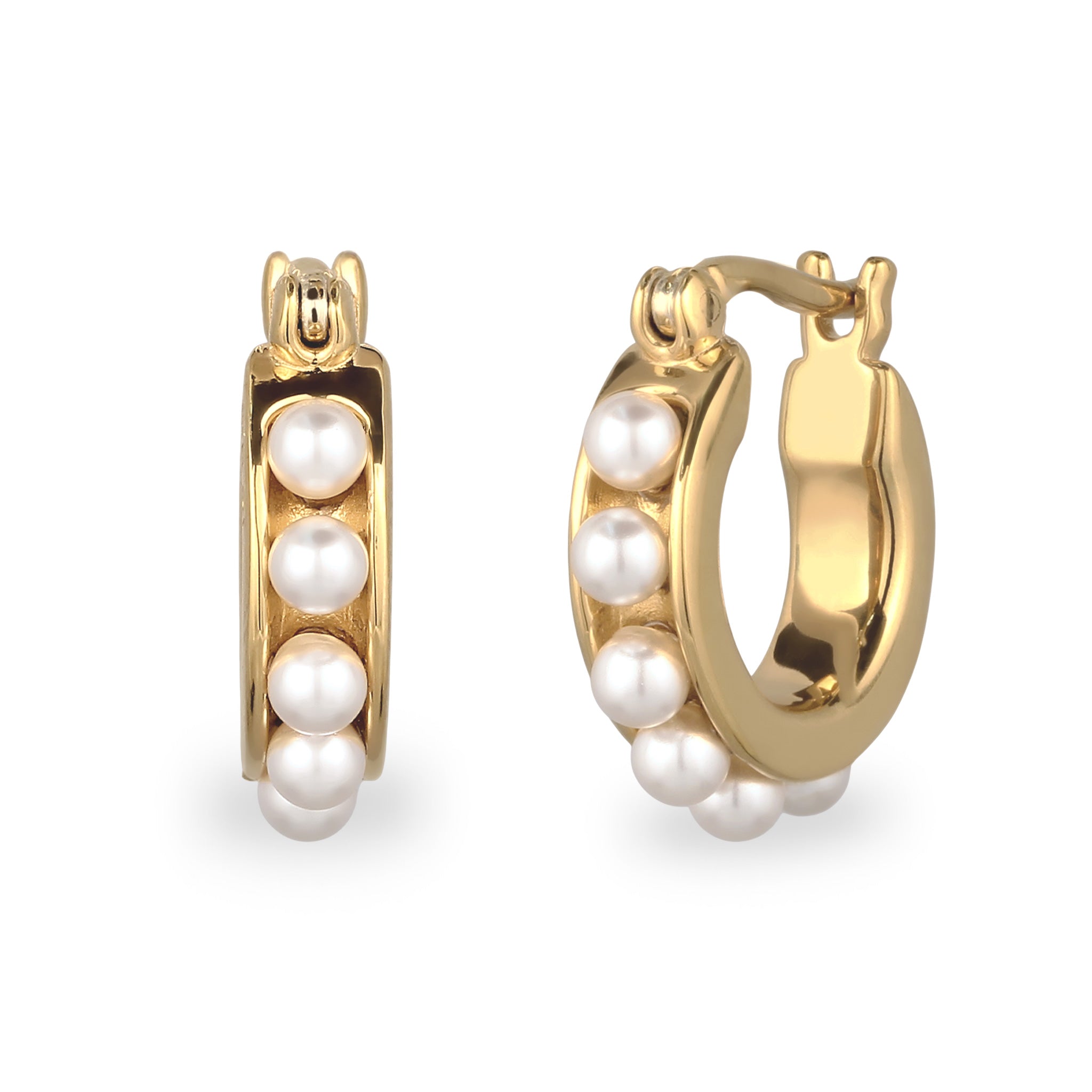 Gold Anting Perhiasan Perak 925 Wanita Creole Swarovski® Pearl Gold Plated