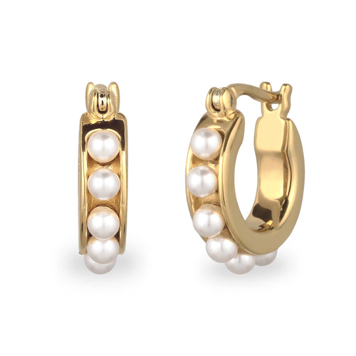 Gold Anting Perhiasan Perak 925 Wanita Creole Swarovski® Pearl Gold Plated