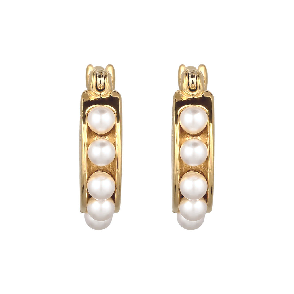 Gold Anting Perhiasan Perak 925 Wanita Creole Swarovski® Pearl Gold Plated