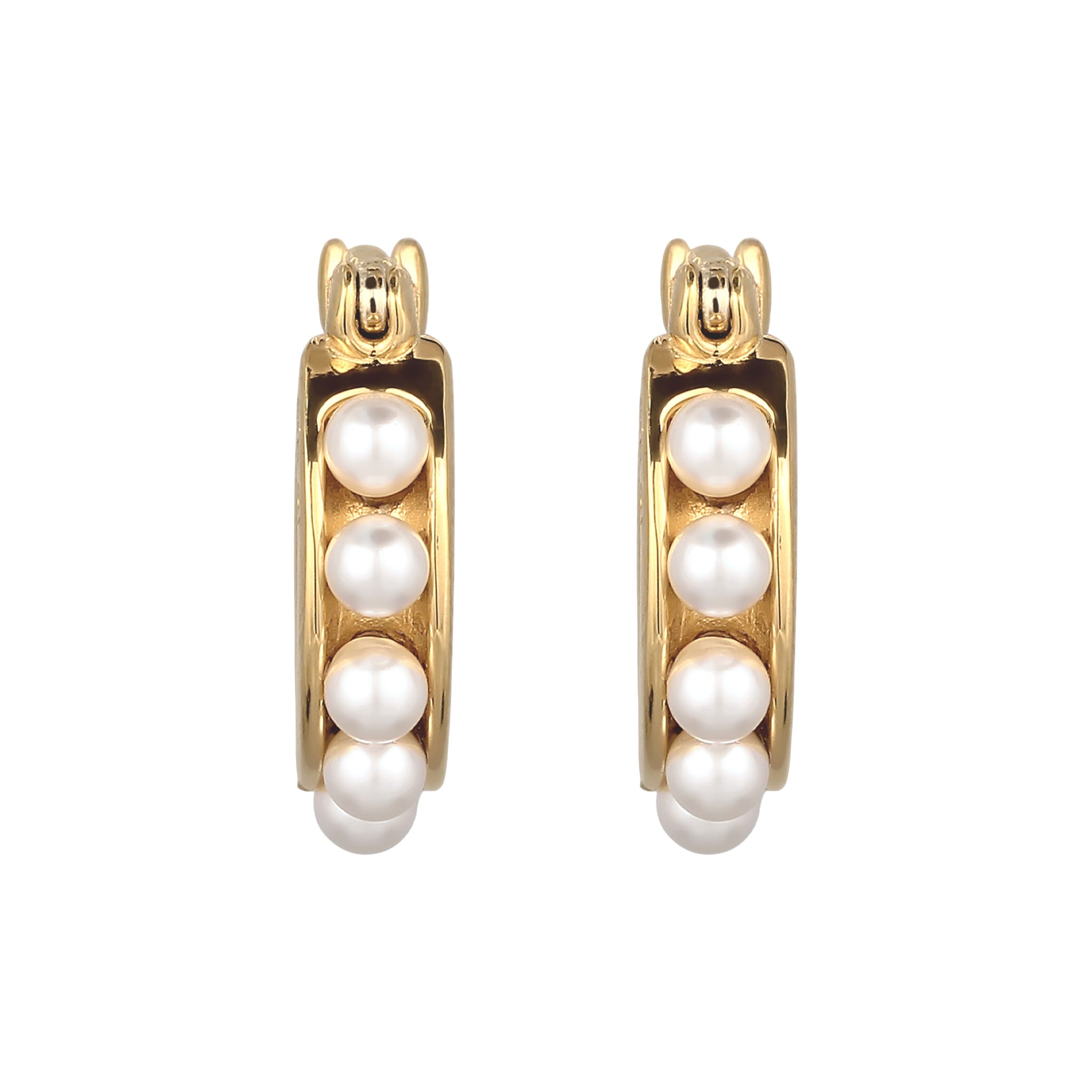 Gold Anting Perhiasan Perak 925 Wanita Creole Swarovski® Pearl Gold Plated