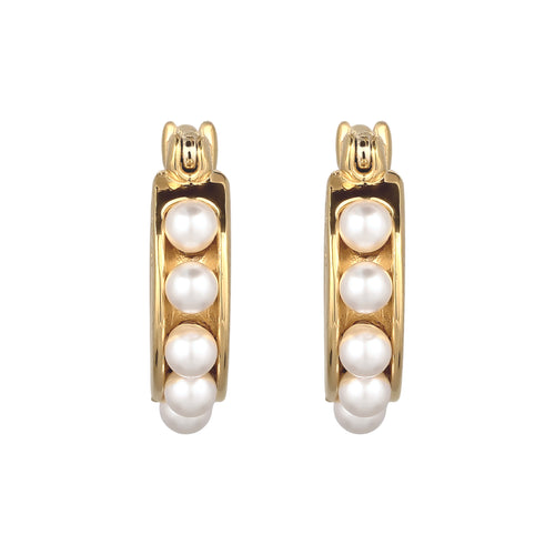 Gold Anting Perhiasan Perak 925 Wanita Creole Swarovski® Pearl Gold Plated