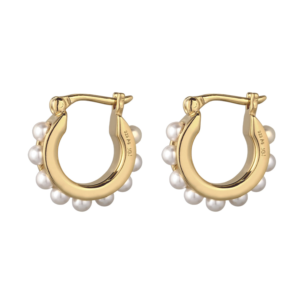 Gold Anting Perhiasan Perak 925 Wanita Creole Swarovski® Pearl Gold Plated
