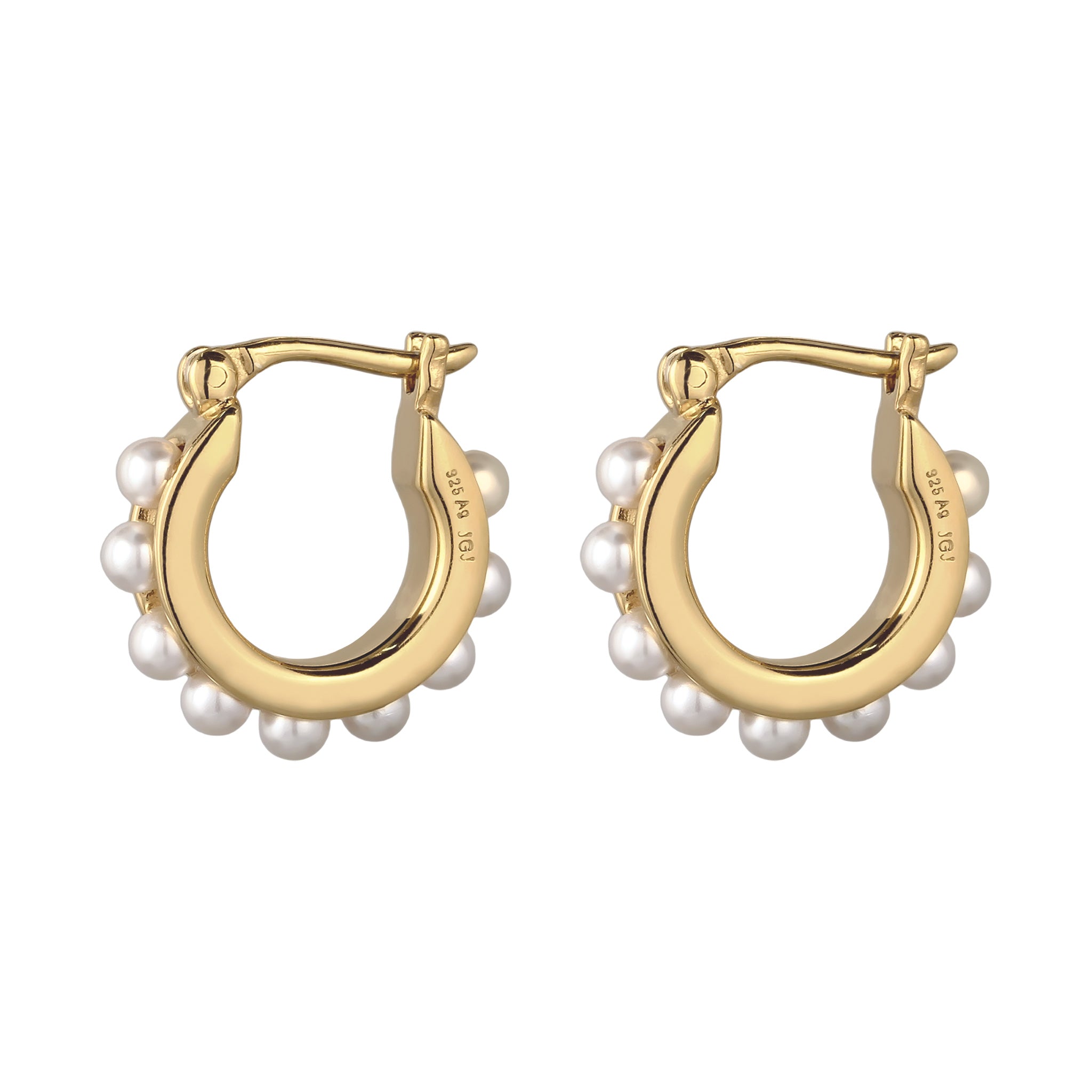 Gold Anting Perhiasan Perak 925 Wanita Creole Swarovski® Pearl Gold Plated
