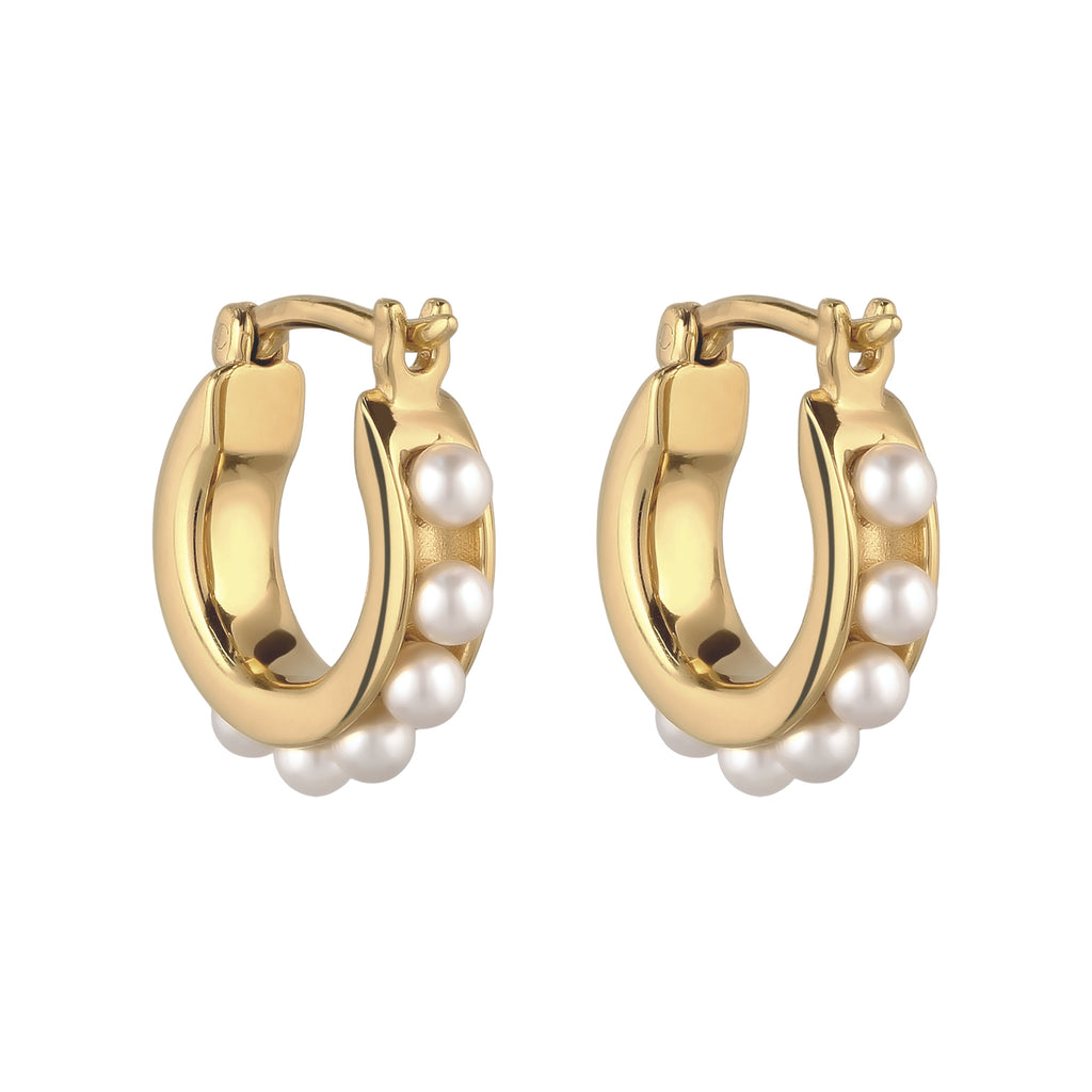 Gold Anting Perhiasan Perak 925 Wanita Creole Swarovski® Pearl Gold Plated