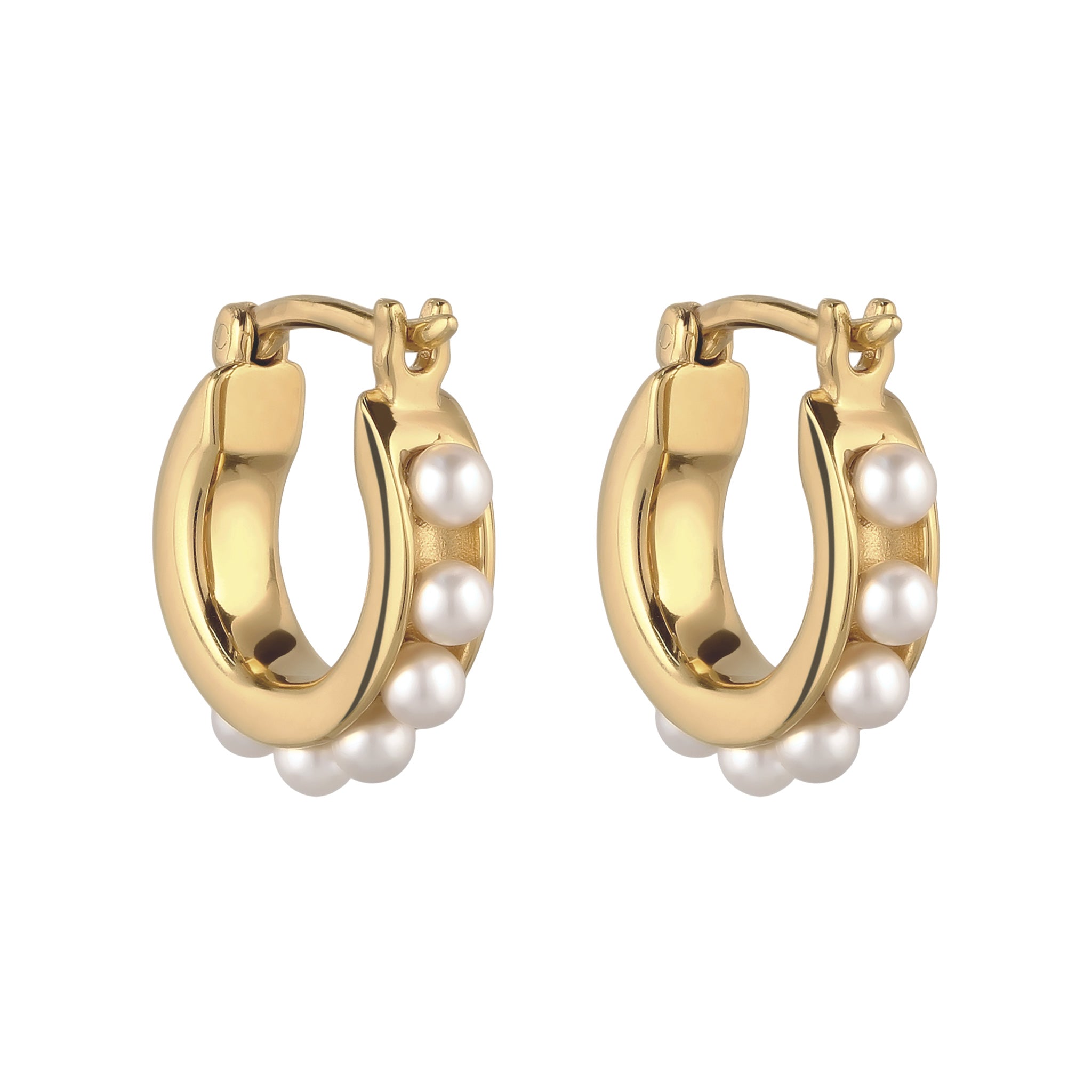 Gold Anting Perhiasan Perak 925 Wanita Creole Swarovski® Pearl Gold Plated