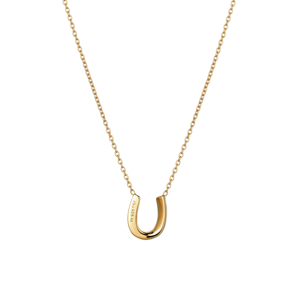 Gold Kalung Perhiasan Perak 925 Wanita Horseshoe Pendek Swarovski Crystals Gold-plated