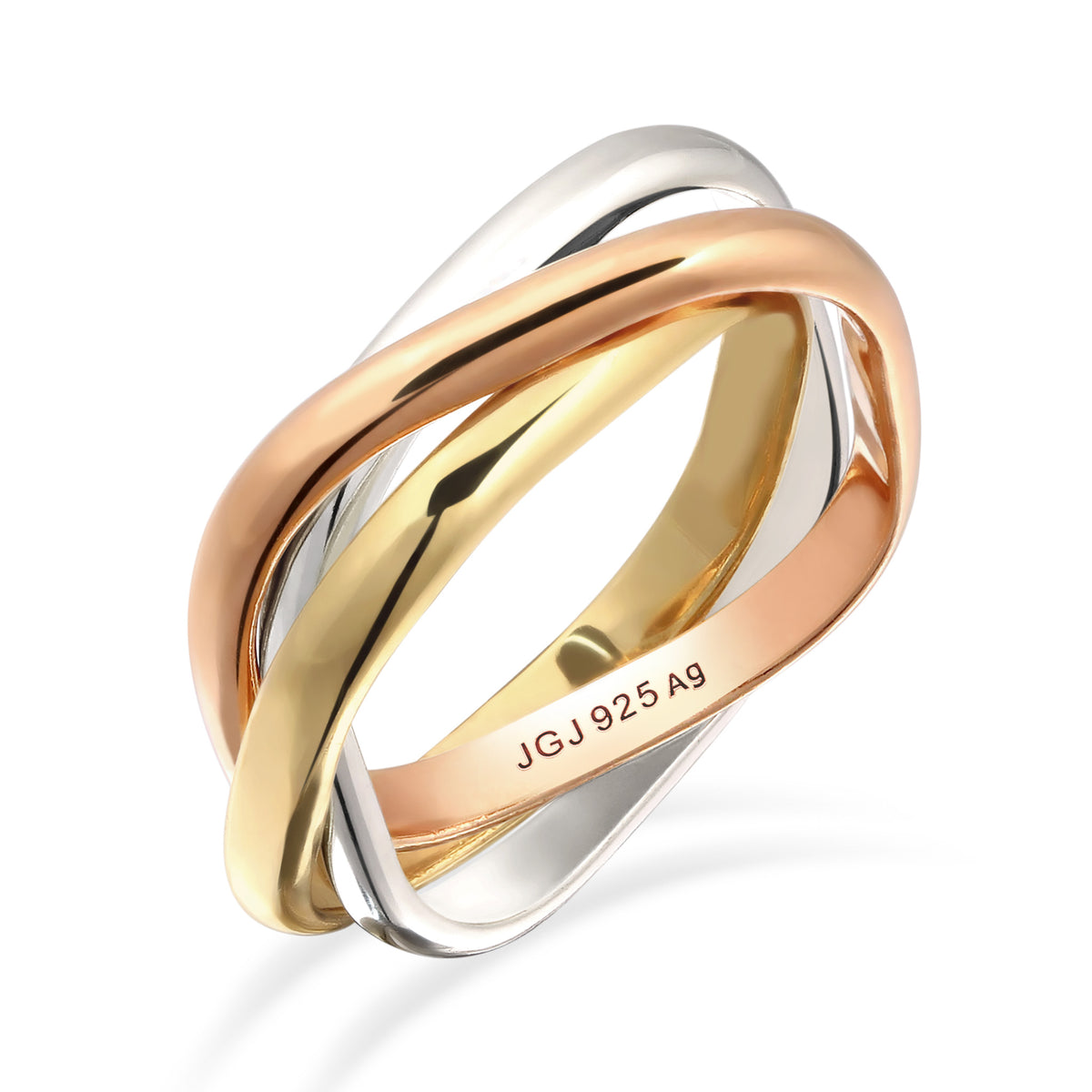 Tricolor Cincin Ring Perak 925 Tri-Color Wanita Korea Style Minimalis Elegan