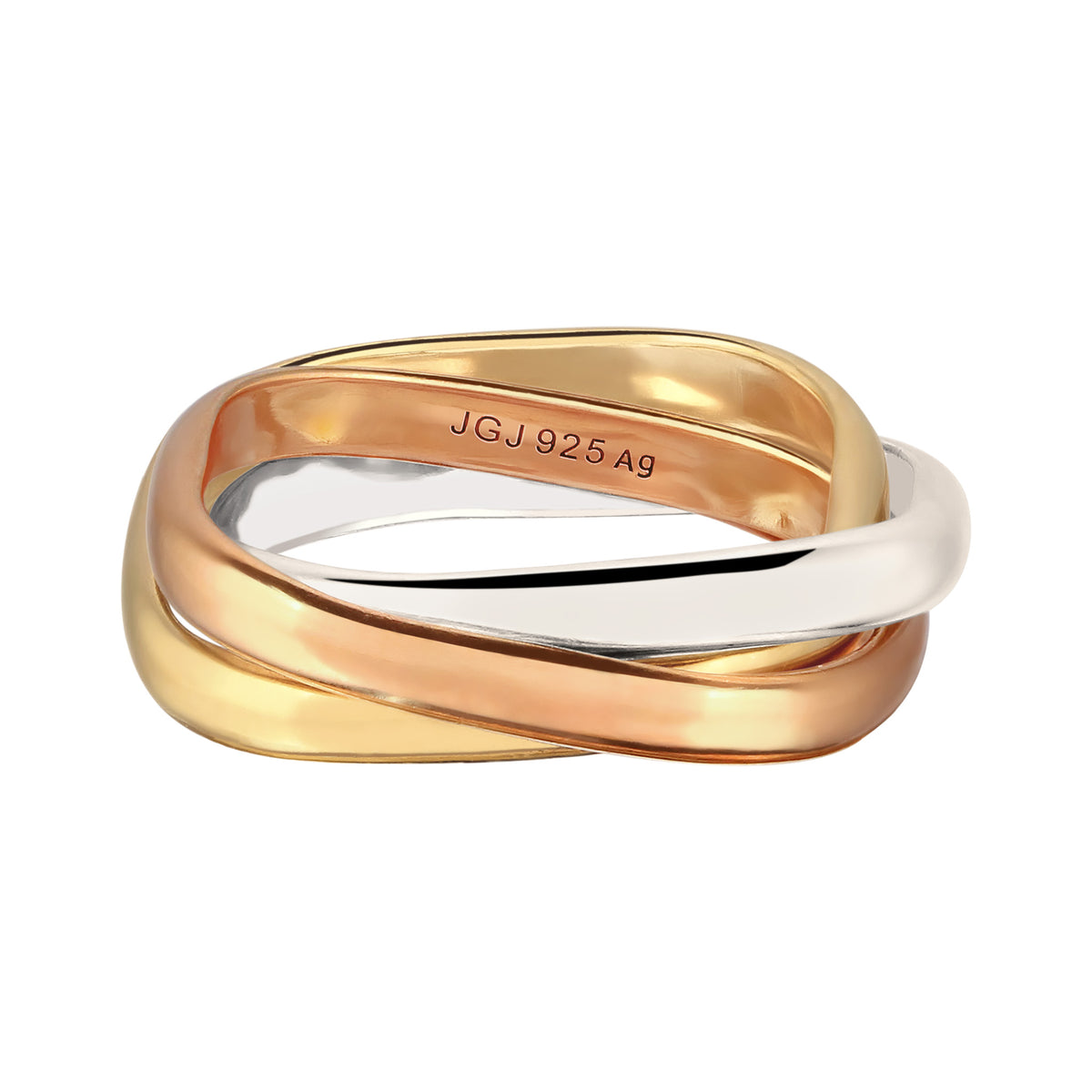 Tricolor Cincin Ring Perak 925 Tri-Color Wanita Korea Style Minimalis Elegan