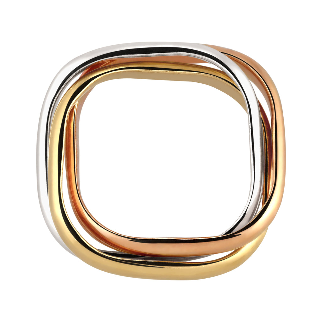 Tricolor Cincin Ring Perak 925 Tri-Color Wanita Korea Style Minimalis Elegan