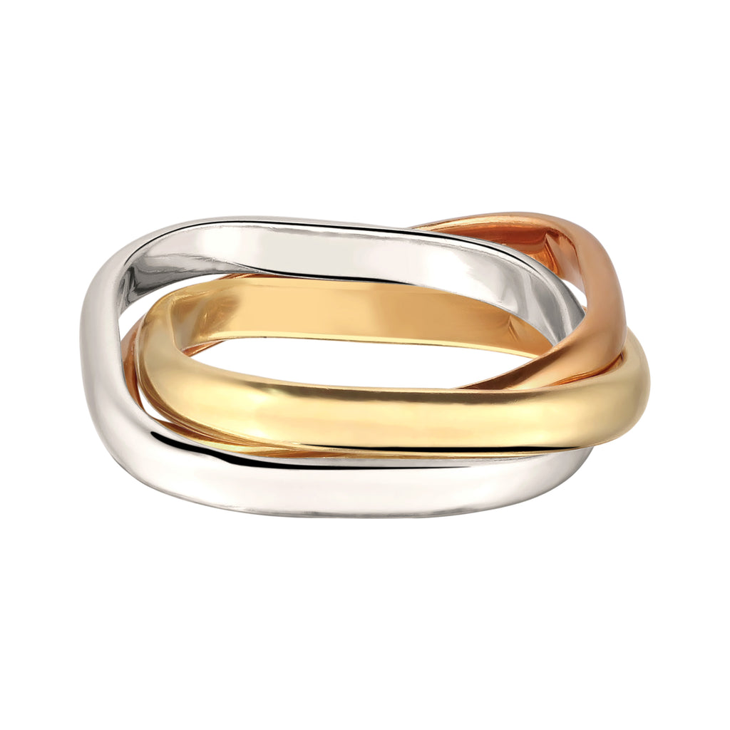 Tricolor Cincin Ring Perak 925 Tri-Color Wanita Korea Style Minimalis Elegan