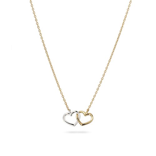 Interlocking Heart Necklace 925 Silver Bicolor