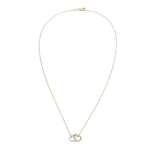 Interlocking Heart Necklace 925 Silver Bicolor