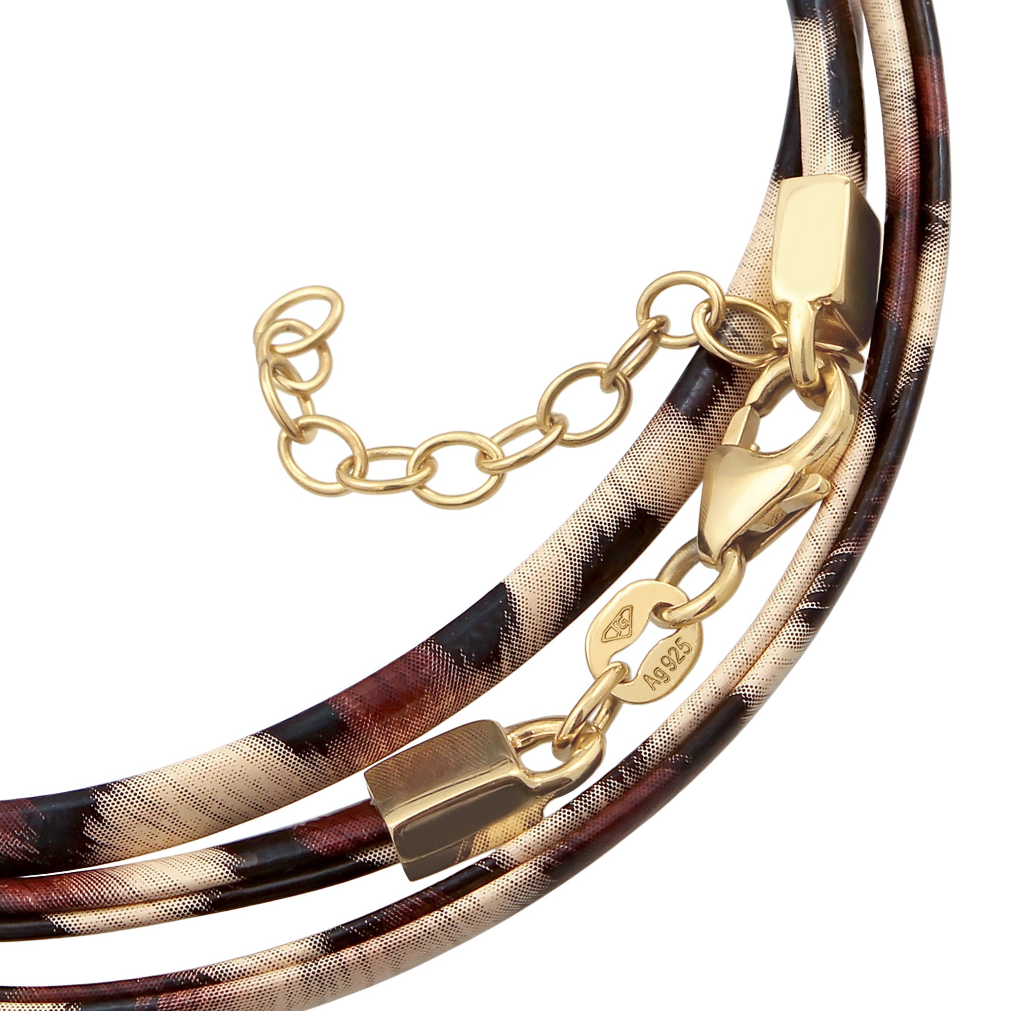 Gold Gelang Perhiasan Perak 925 Wanita Synthetic Leather Leopard Gold Plated