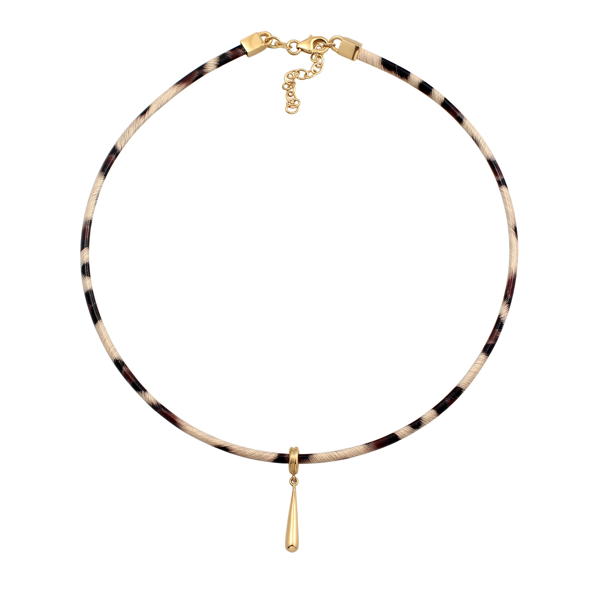 Gold Kalung Perhiasan Perak 925 Wanita Choker Synthetic Leather Gold Plated