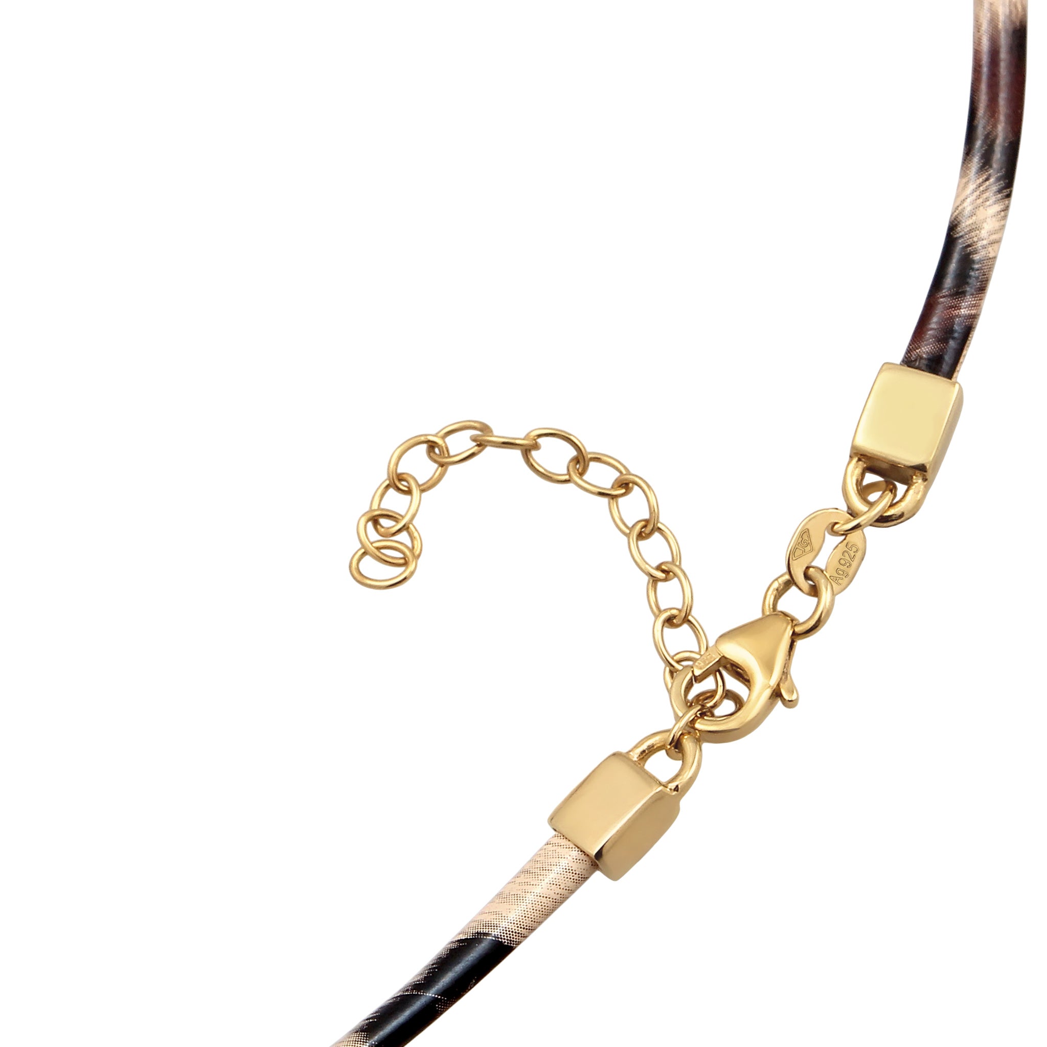 Gold Kalung Perhiasan Perak 925 Wanita Choker Synthetic Leather Gold Plated