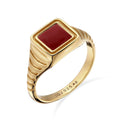 Gold Cincin Perhiasan Perak 925 Wanita Signet Enamel Gold Plated