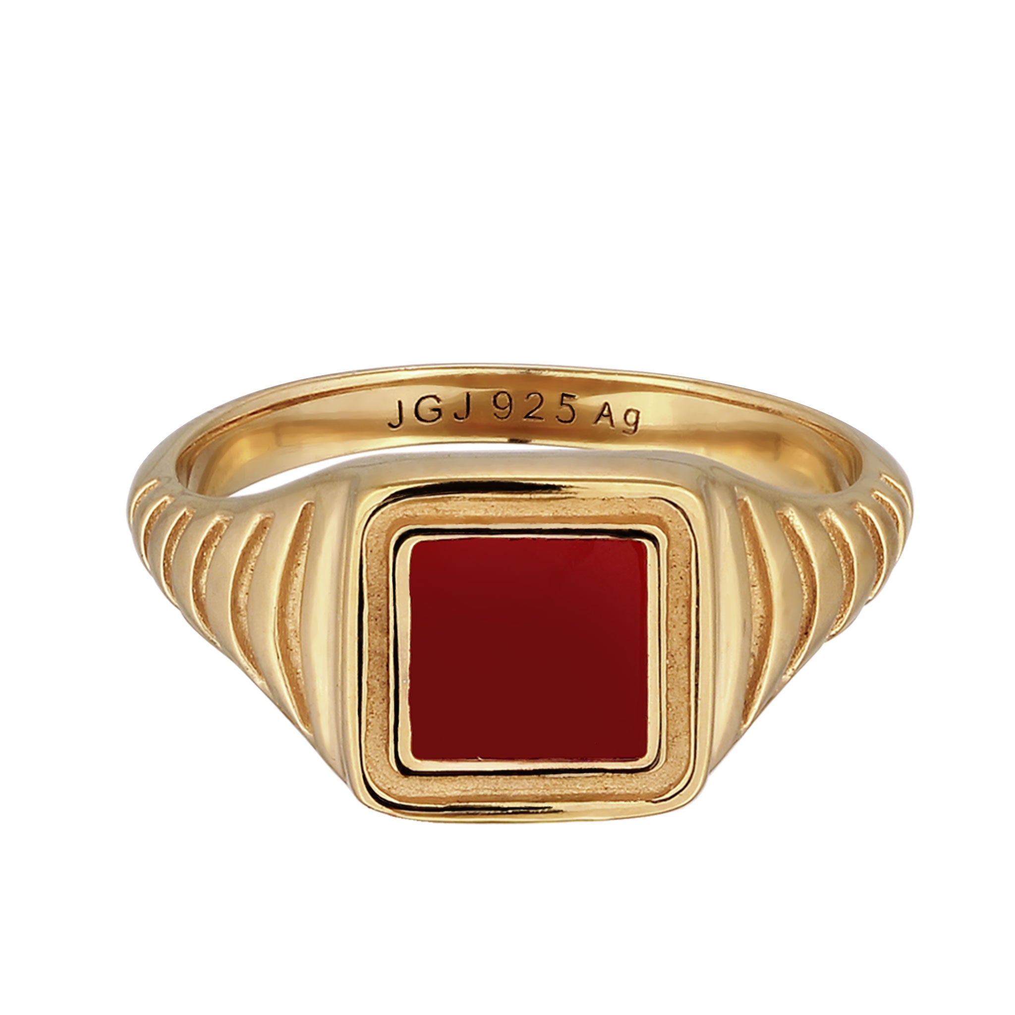 Gold Cincin Perhiasan Perak 925 Wanita Signet Enamel Gold Plated
