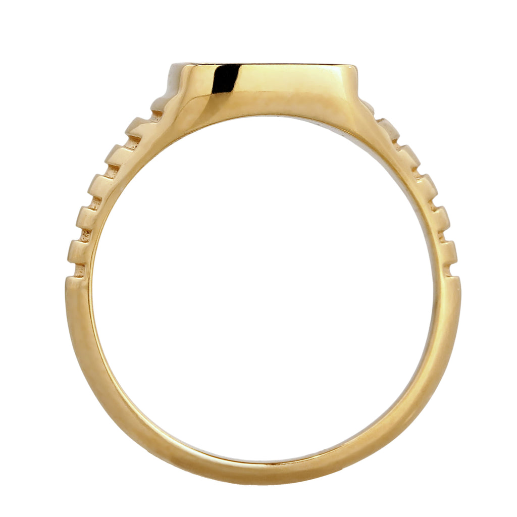 Gold Cincin Perhiasan Perak 925 Wanita Signet Enamel Gold Plated
