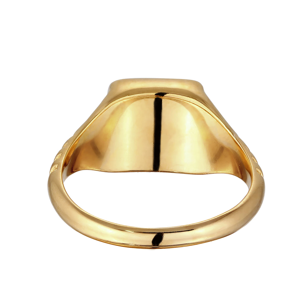 Gold Cincin Perhiasan Perak 925 Wanita Signet Enamel Gold Plated
