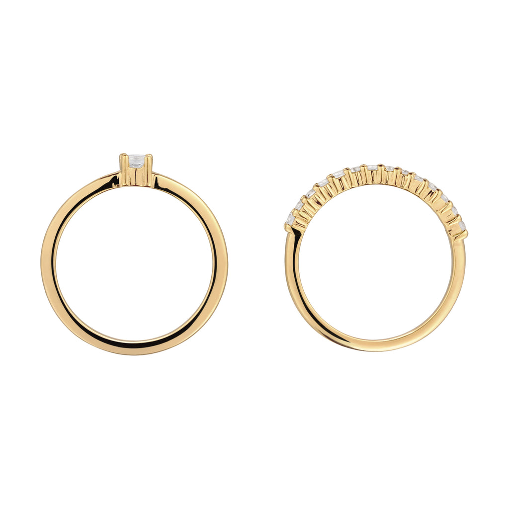 Gold Cincin Perhiasan Perak 925 Wanita Moonstone Rainbow Gold Plated