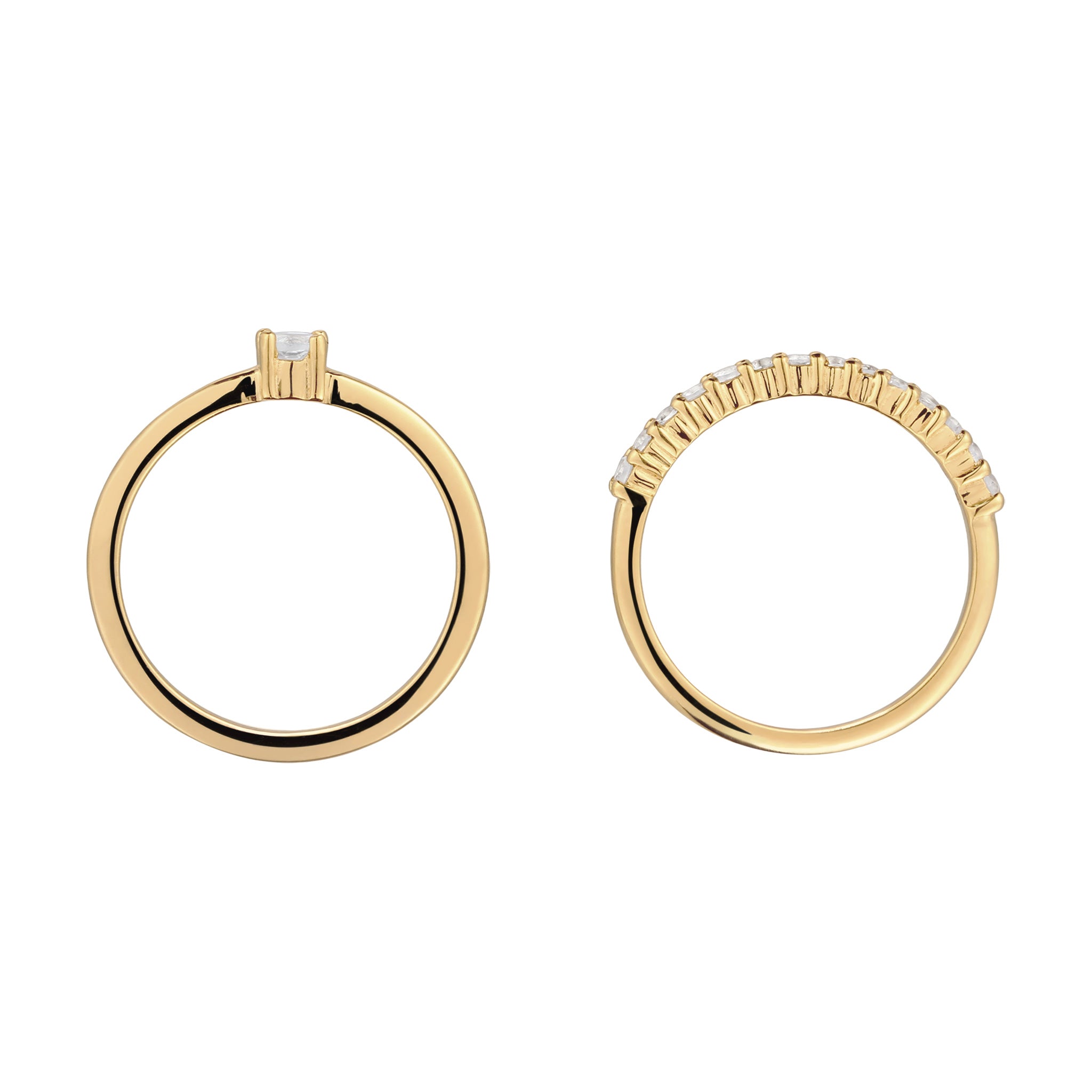 Gold Cincin Perhiasan Perak 925 Wanita Moonstone Rainbow Gold Plated