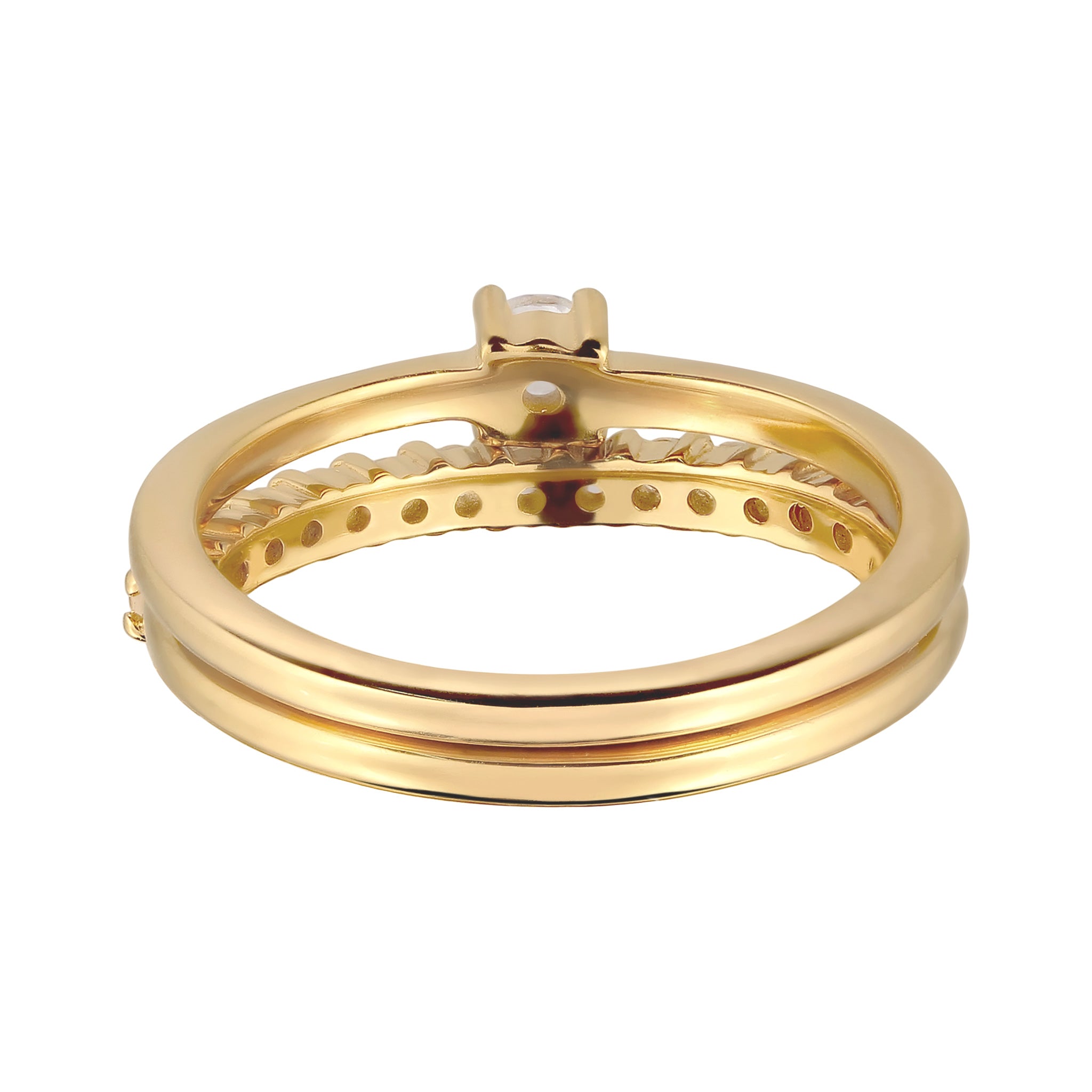 Gold Cincin Perhiasan Perak 925 Wanita Moonstone Rainbow Gold Plated