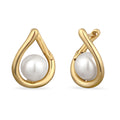 Gold Anting Perhiasan Perak 925 Wanita Stud Embellished with Pearl by Swarovski®