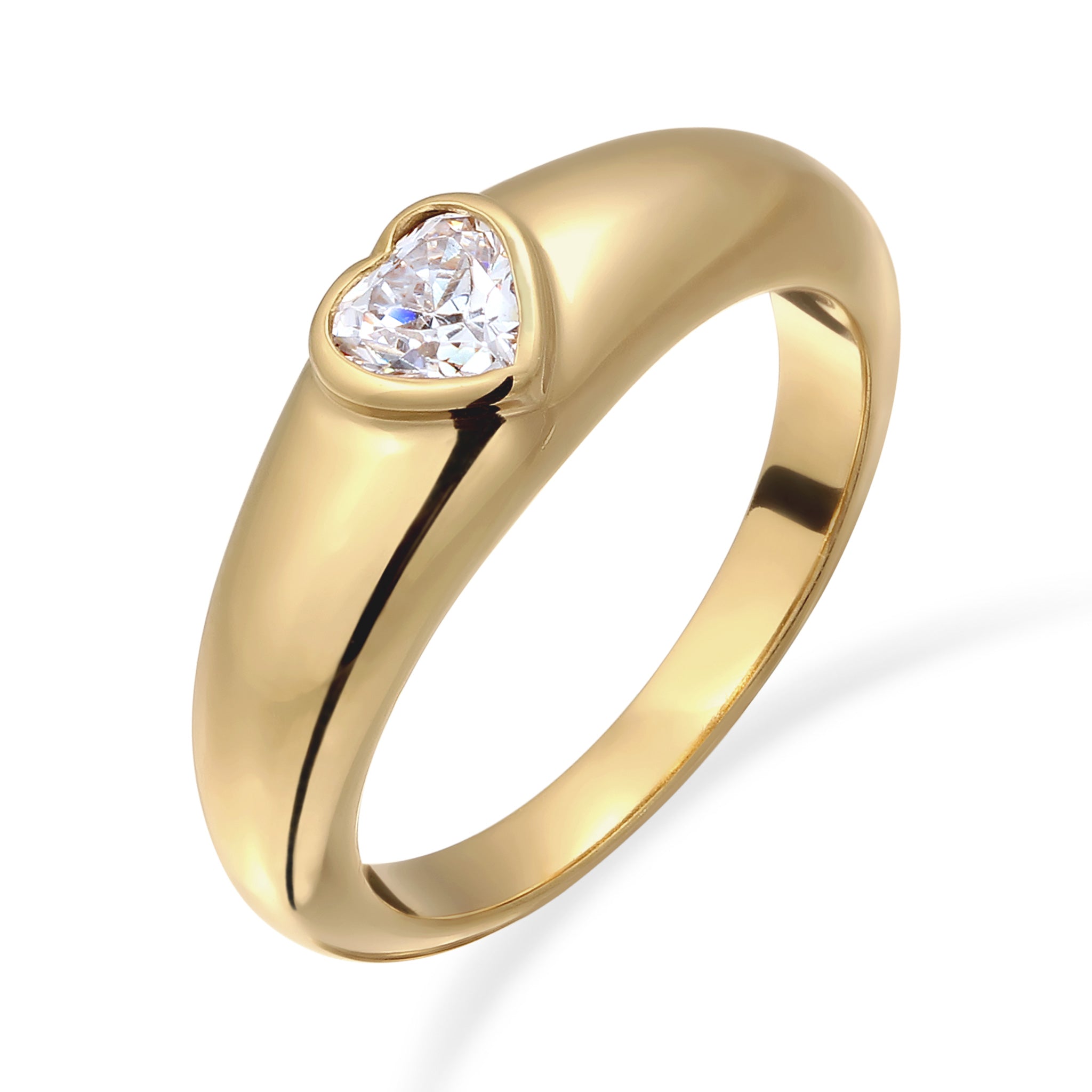 White Cincin Perhiasan Perak 925 Wanita Band Heart Love With Zirconia White