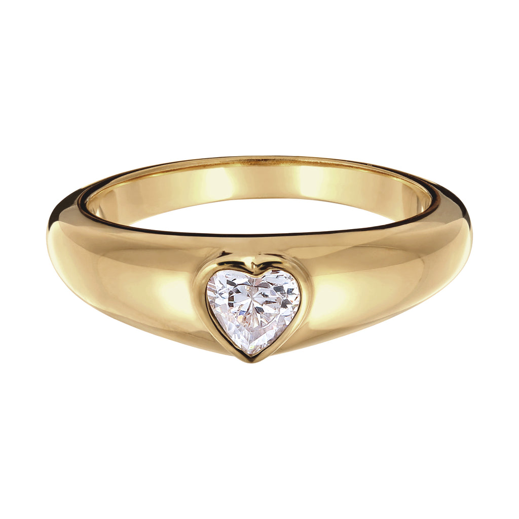 White Cincin Perhiasan Perak 925 Wanita Band Heart Love With Zirconia White