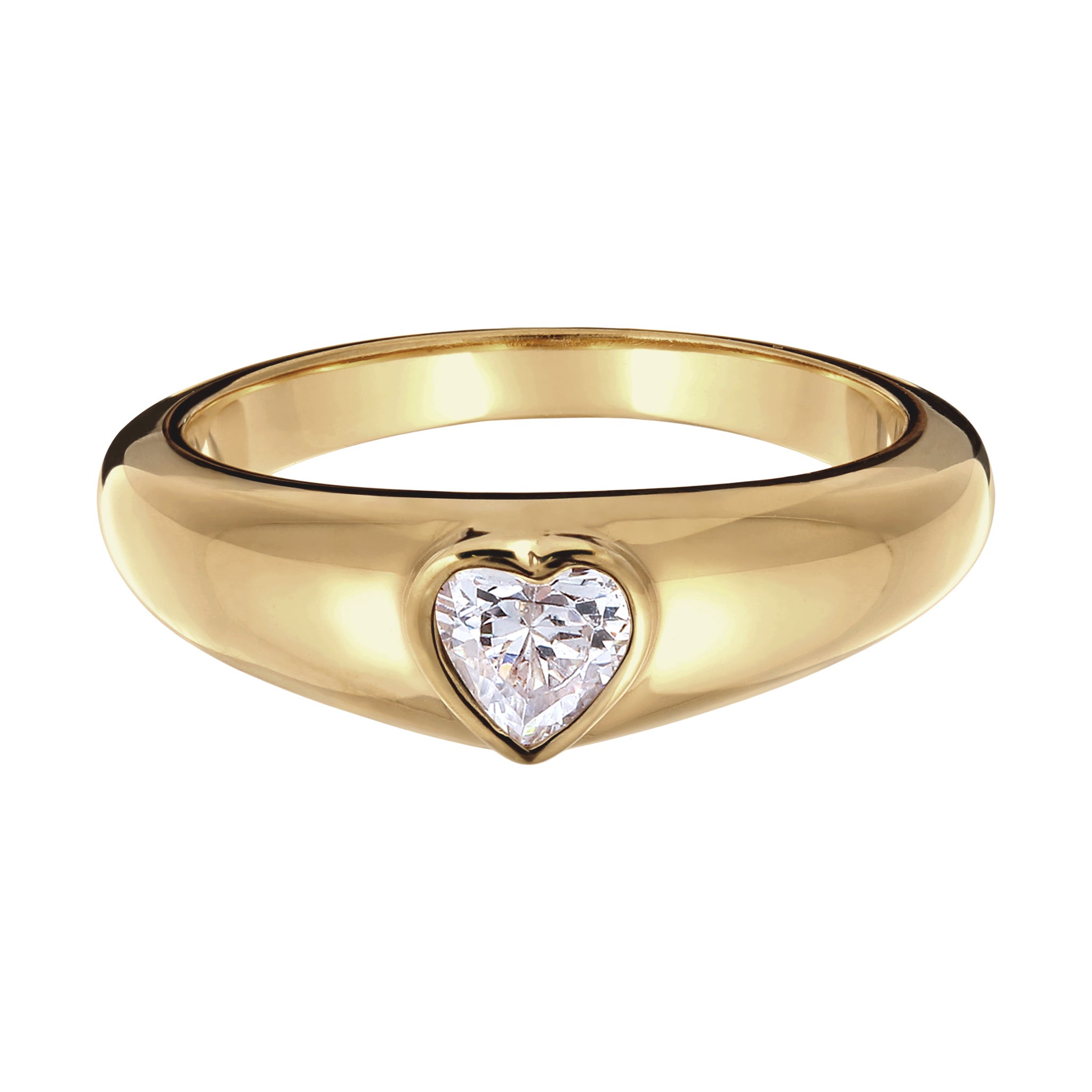 White Cincin Perhiasan Perak 925 Wanita Band Heart Love With Zirconia White