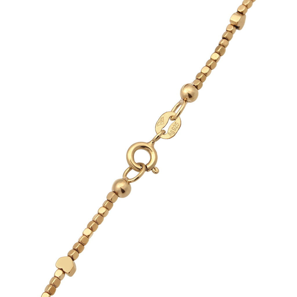 Gold Kalung Perhiasan Perak 925 Wanita Heart Hematite Gold Plated
