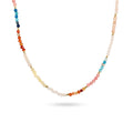 Rainbow Beaded Necklace 925 Silver Gold Plated Multicolour Agate