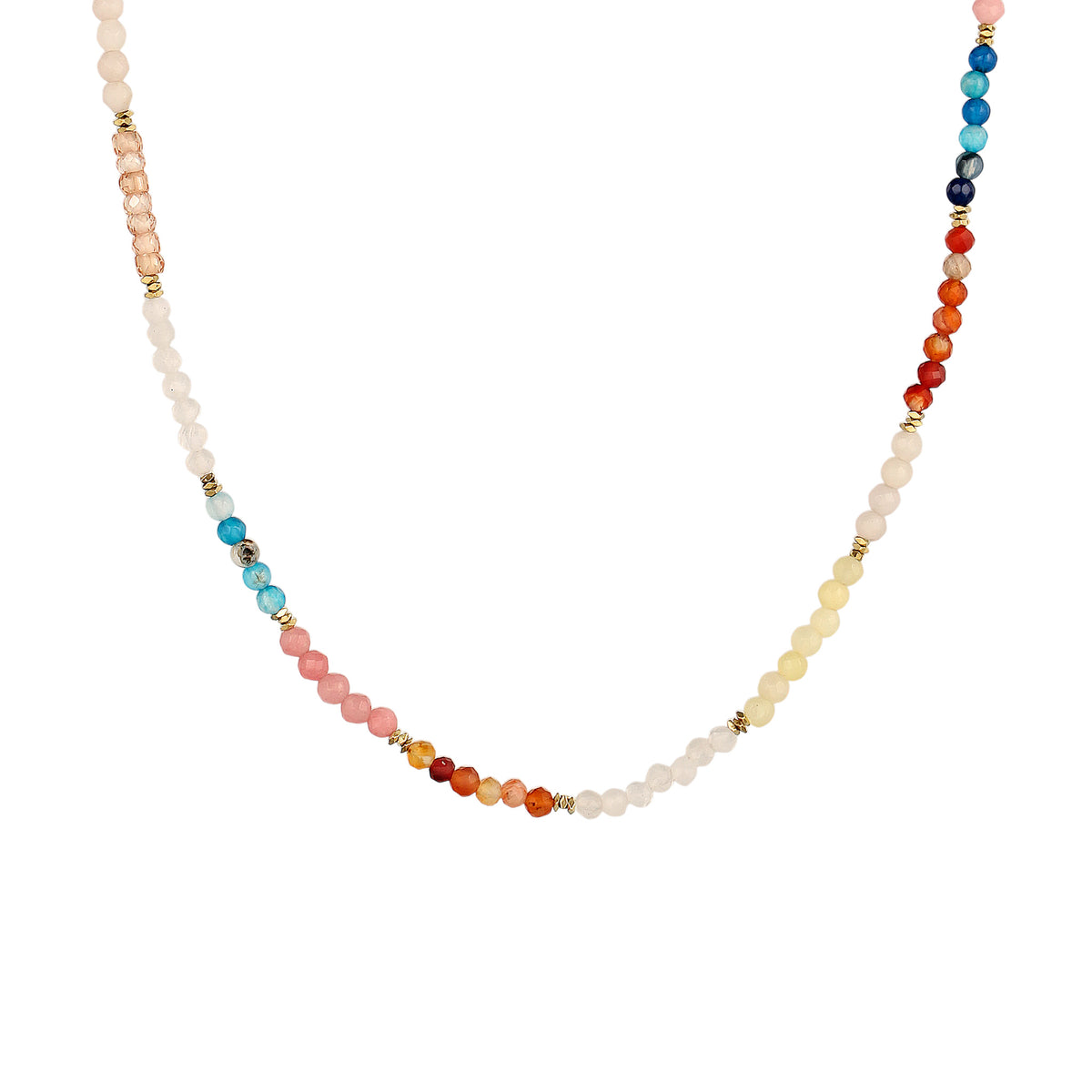 Necklace Bead Zircon Agate Gemstone Colorful 925 Sterling Silver Gold Plated
