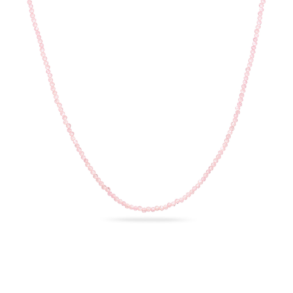 Pink Kalung Perhiasan Perak 925 Wanita Rose Quartz Bead Gold Plated