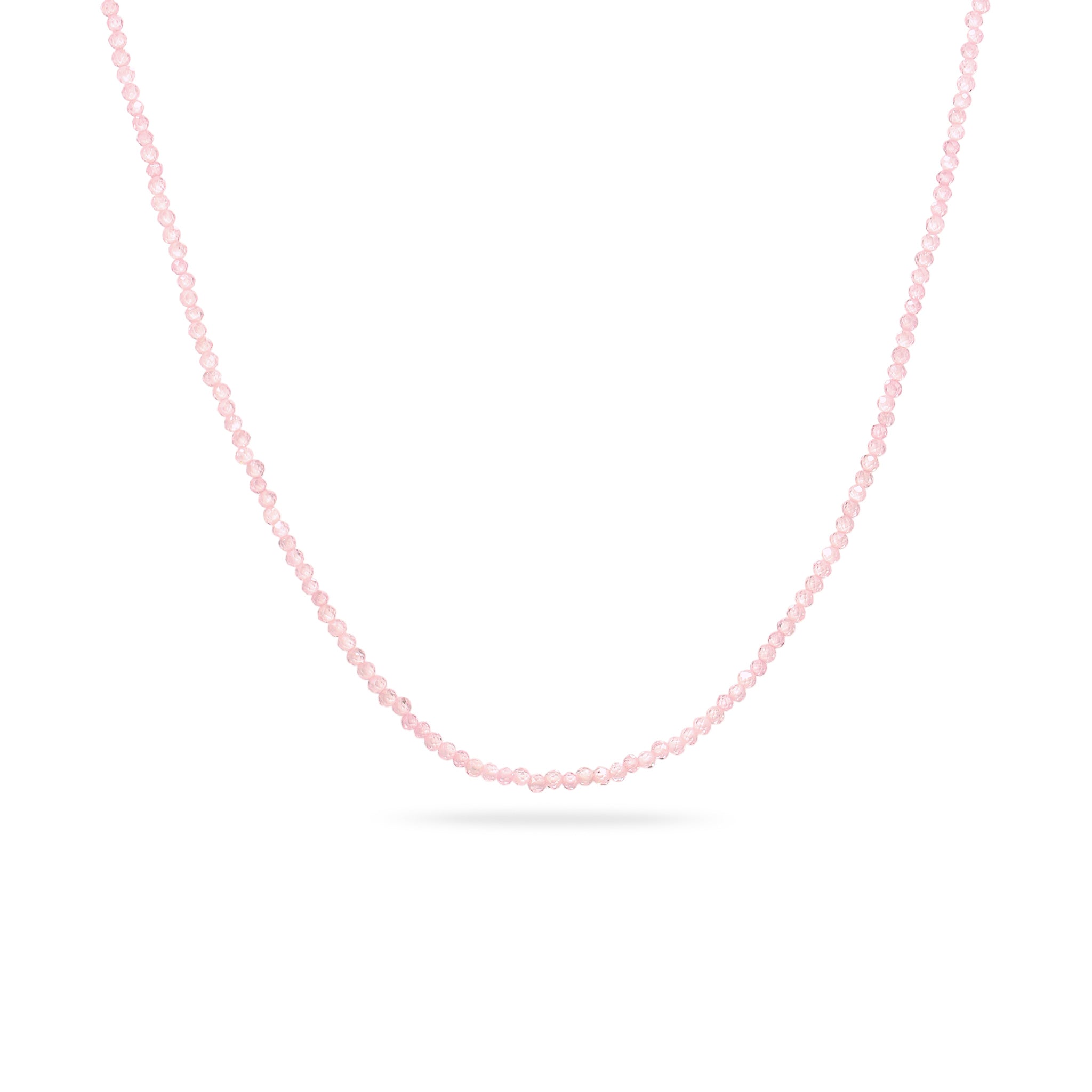 Pink Kalung Perhiasan Perak 925 Wanita Rose Quartz Bead Gold Plated