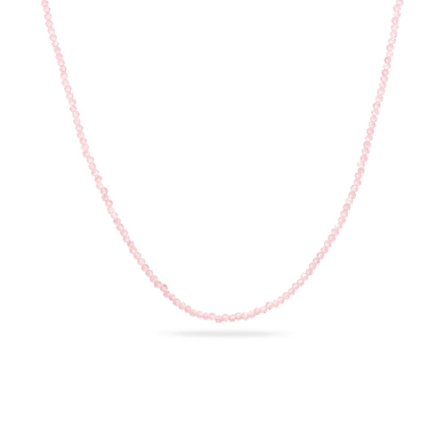 Pink Kalung Perhiasan Perak 925 Wanita Rose Quartz Bead Gold Plated