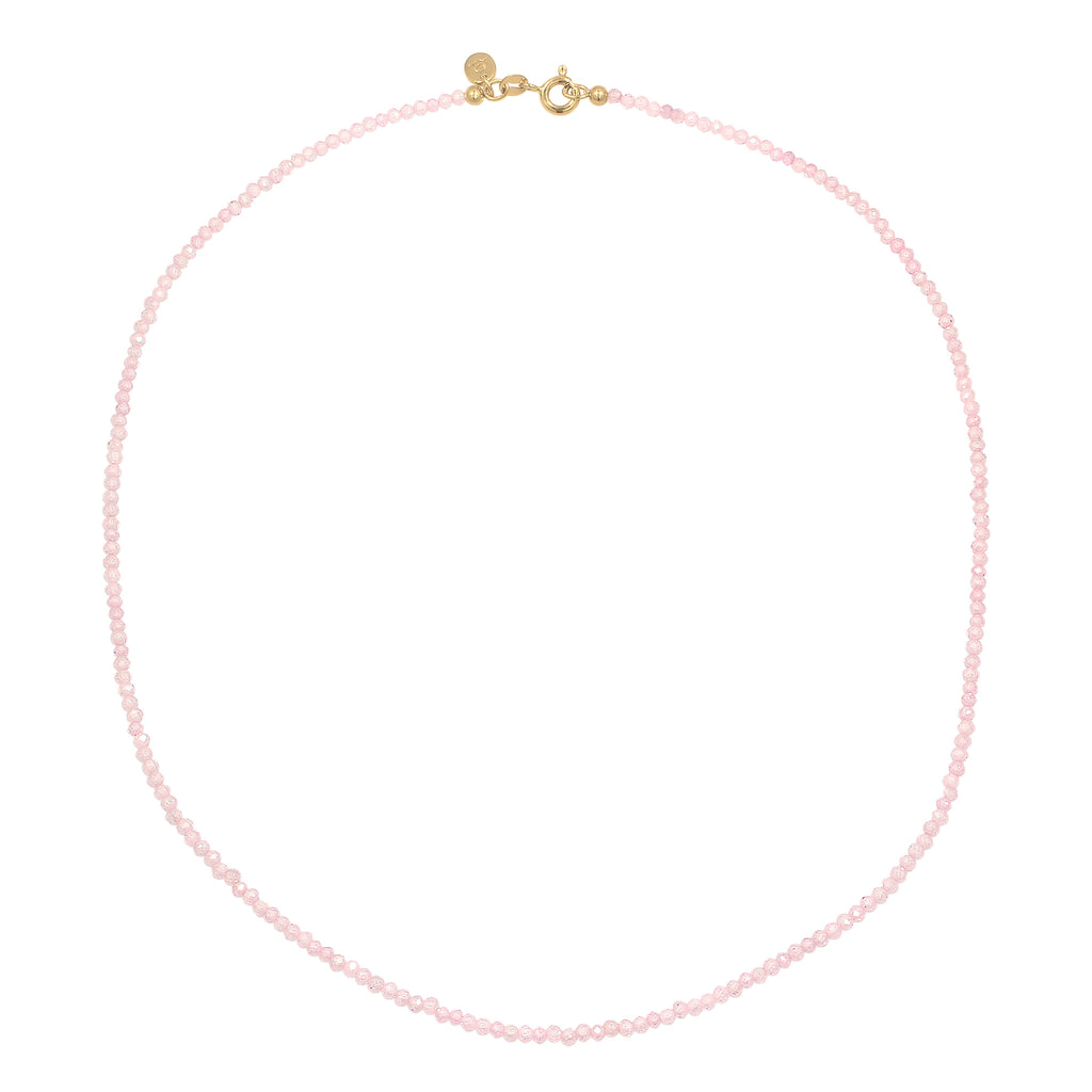 Pink Kalung Perhiasan Perak 925 Wanita Rose Quartz Bead Gold Plated