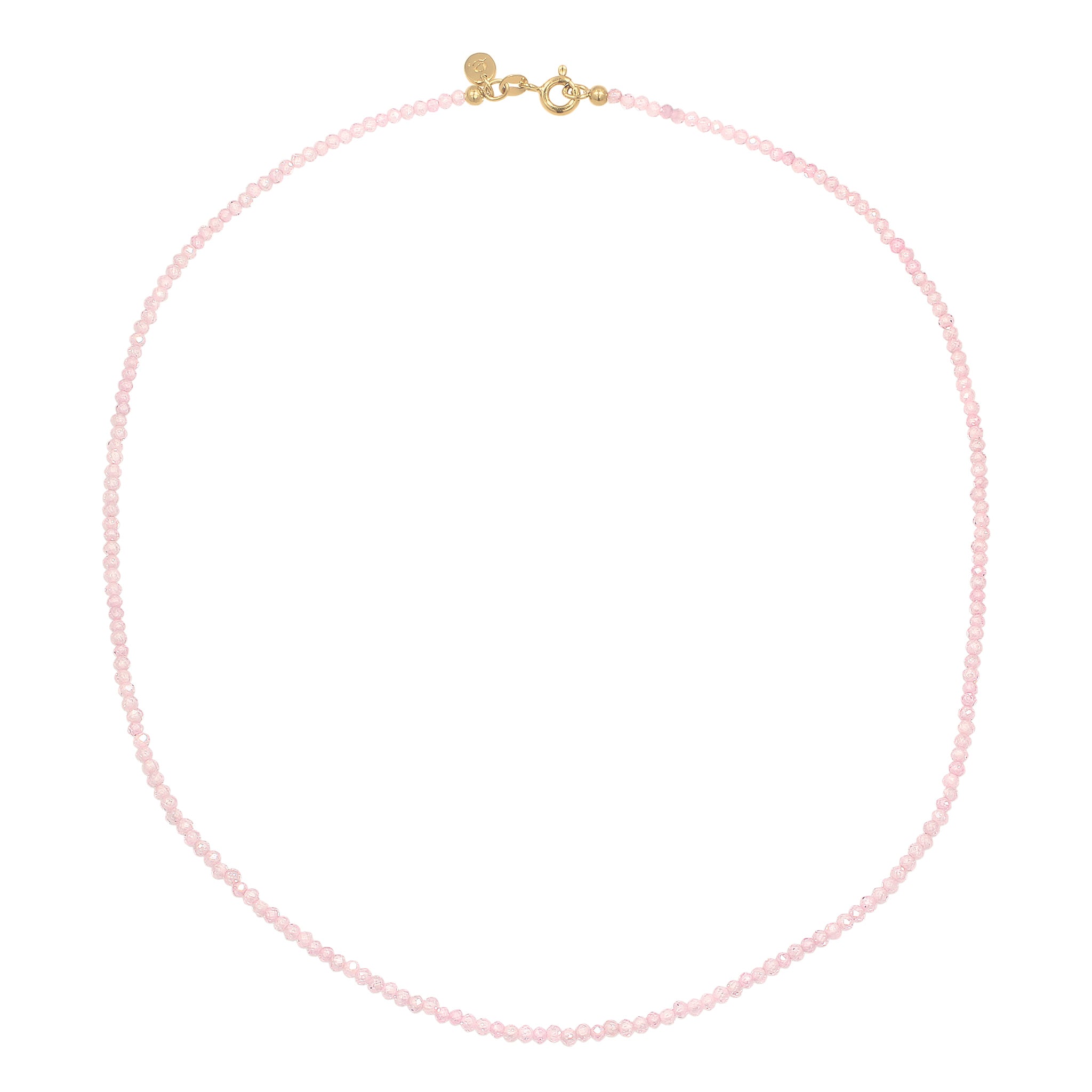 Pink Kalung Perhiasan Perak 925 Wanita Rose Quartz Bead Gold Plated
