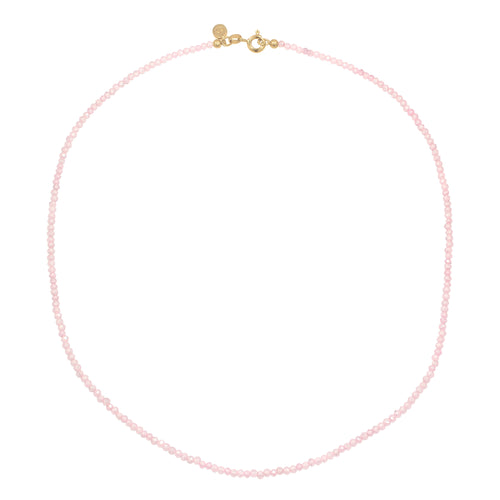 Pink Kalung Perhiasan Perak 925 Wanita Rose Quartz Bead Gold Plated